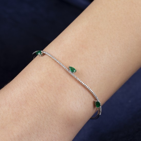 0,28 crt Pırlantalı Zümrüt Bileklik