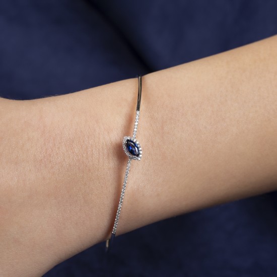 0,24 crt Pırlantalı Markiz Safir Bileklik
