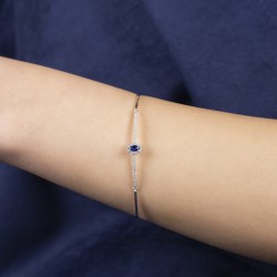 0,23 crt Pırlantalı Markiz Safir Bileklik