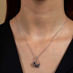 0,17 crt Pırlantalı Damla Safir Kolye 