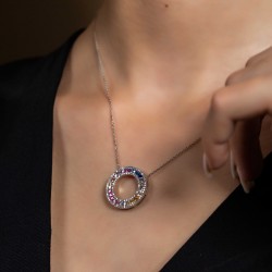 0,44 crt Pırlantalı Rainbow Kolye