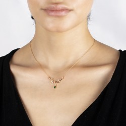 0,26 crt Pırlantalı Damla Zümrüt Kolye