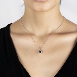 0,26 crt Pırlantalı Damla Safir Kolye 