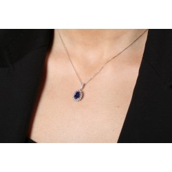 0,20 crt Pırlantalı Safir Kolye 