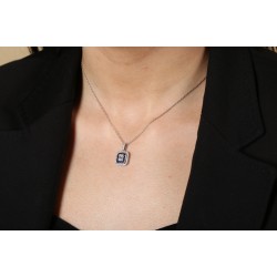 0,36 crt Pırlantalı Baget Safir Kolye