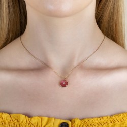 Pembe Taşlı Altın Kolye
