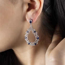 2,75 crt Pırlantalı Safir Küpe