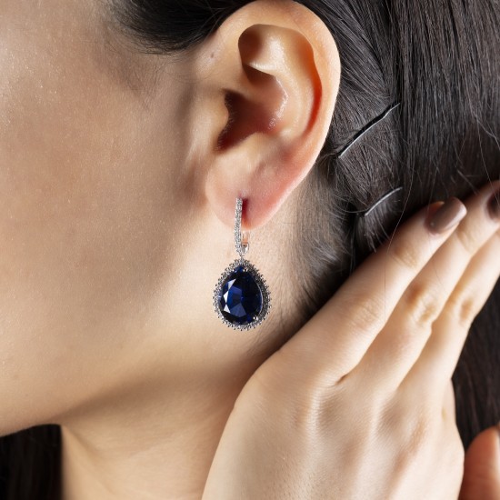 1,05 crt Pırlantalı Safir Küpe 1,05 crt Pırlantalı Safir Küpe