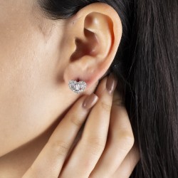 1,21 crt Pırlantalı Kalp Küpe