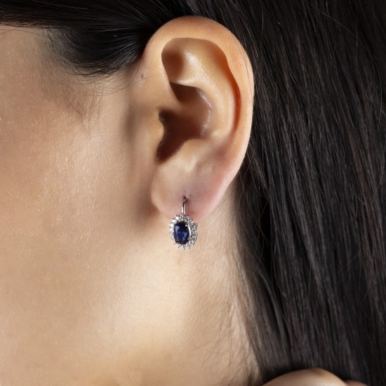 0,42 crt Pırlantalı Safir Küpe 0,42 crt Pırlantalı Safir Küpe