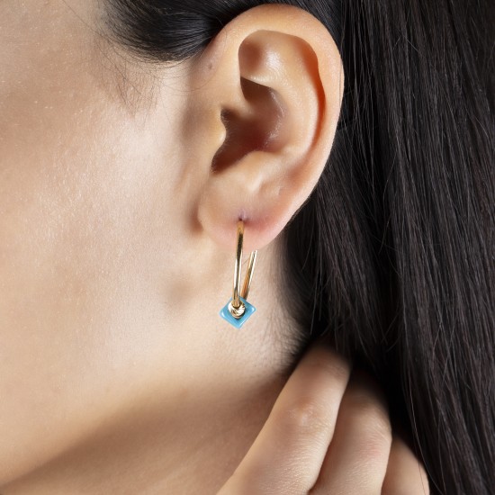 Firuze Taşlı Altın Küpe