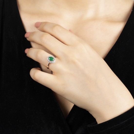 0,46 crt Pırlantalı Zümrüt Yüzük