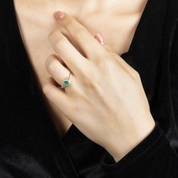 0,27 crt Pırlantalı Damla Zümrüt Yüzük