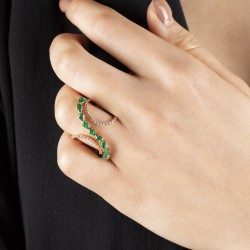 0,25 crt Pırlantalı Damla Zümrüt Yüzük