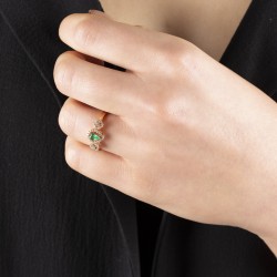 0,21 crt Pırlantalı Damla Zümrüt Yüzük